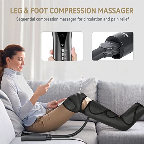 FIT KING Foot & Leg Compression Massager with Knee Heating for Circulation