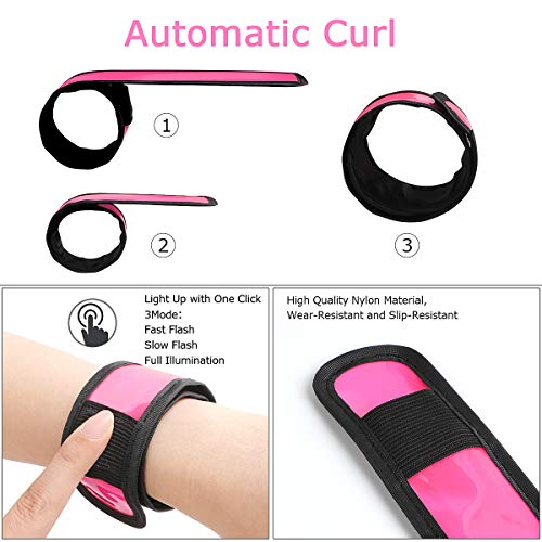 LOBKIN Safety Bracelets, LED Slap Armband Kids Walking at Night Safe LED Wrist Light Reflective Belt, Magic Band Running Lights - color: Red Yellow Green