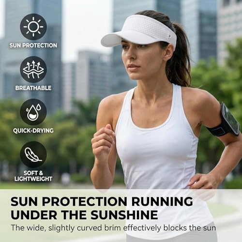 LONGLONG Sports Sun Visor Hat with Non-Slip Toggle Breathable for Women Men - color: White