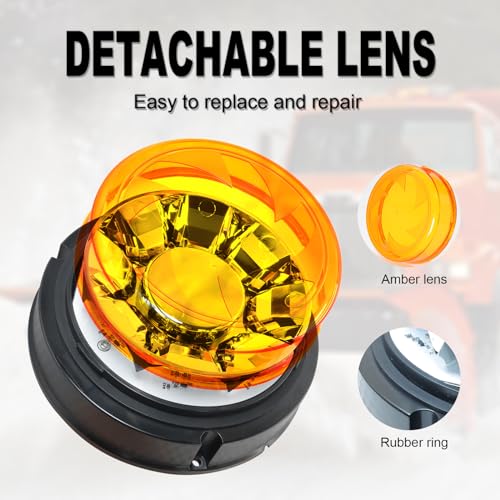 Agrieyes W47M w/Replaceable Lens Amber Beacon Lights, Base Strobe Lights - size: Magnet