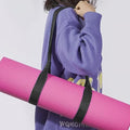 Yoga Mat Carrier Strap Adjustable Cotton Sling for Large Thick Mats 2 in 1 Carrying Strap and Stretching Band - color: Black