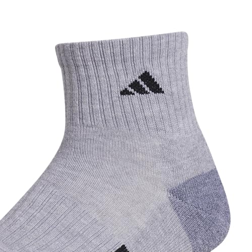 adidas Men's Cushioned Socks 3 Pairs - color: Cool Light Heather/Grey/Black/3.0/Quarter, size: Large, style: Quarter