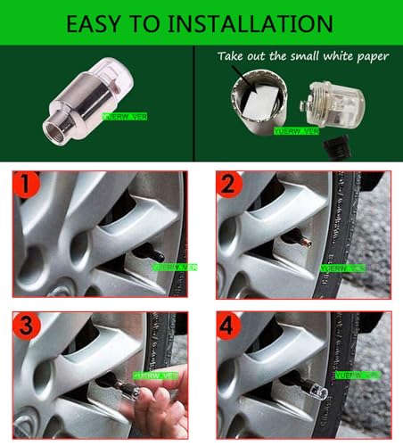 8 Pack LED Valve Stem Caps Lights for Car Tires Wheel Assemblies Light up Air Neon Bicycle Motorcycle Tyre Bike Truck Golf Cart for Kids Men Women(8 Green) - color: 8 Green