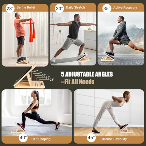 Calf Stretch Slant Board with Resistance Band, 460lb Portable Incline Board