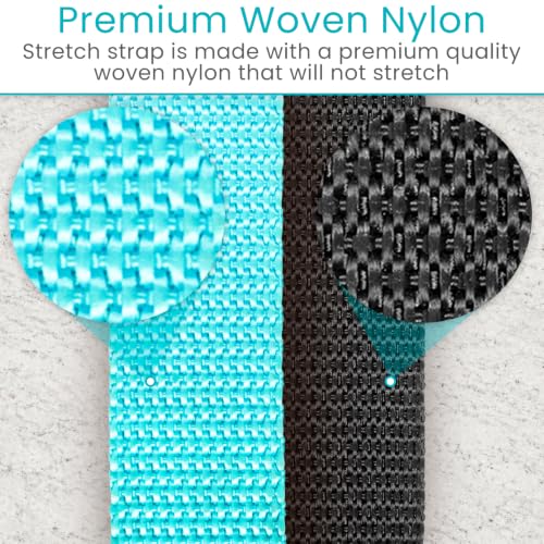 Vive Stretch Strap (75" - 10 Loops) - Leg Stretch Band to Improve Flexibility - Stretching Out Yoga Strap - Exercise and Physical Therapy Belt for Rehab, Pilates and Gymnastics with Guide Book - color: Teal