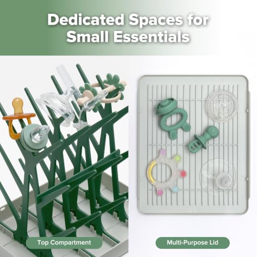 haakaa Baby Bottle Drying Rack with Tray, Space-Saving Bottle Drying Tree - color: Forest Green, size: Large
