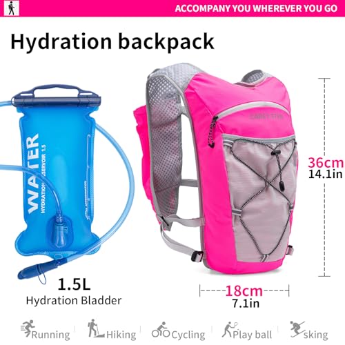 Carey Sten Lightweight Hydration Backpack Running Vest with 1.5L Water Bag - color: rose pink