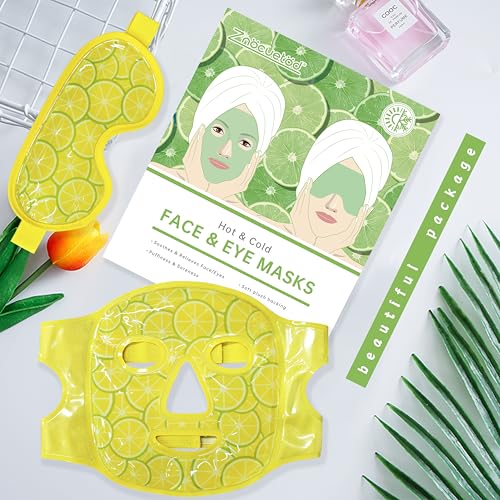 ZNÖCUETÖD Cooling Mask Ice Pack for Face Eye, Hot Cold Compress for Face - color: Lemon Yellow