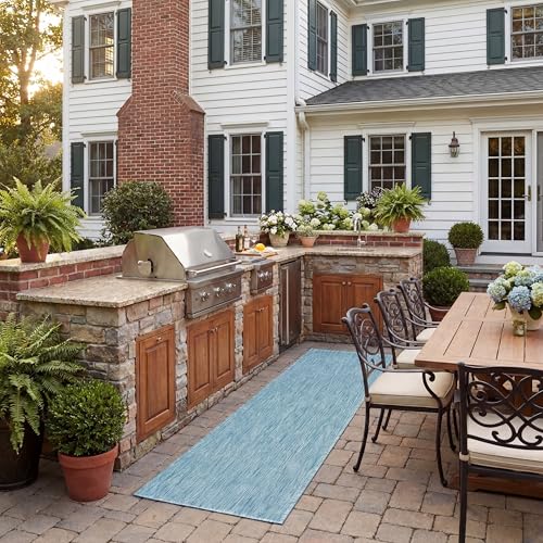 SAFAVIEH Courtyard Outdoor Runner Rug 2'3"x6'7", Modern Aqua CY8520-37122 - color: Aqua, size: 2'3" x 6'7" (Runner)