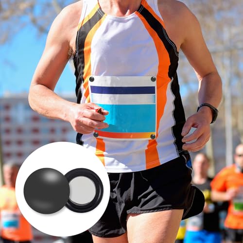 BOXOB 10 Pairs Magnetic Race Bib Clips, Marathon Race Number Buckle Running Bib Magnets Pins Holder for Runners Field Triathlon Cycling Competition (Black & Pink) - color: Black & Pink