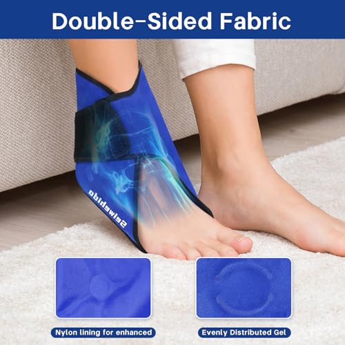 Ankle Ice Pack Wrap, Gel Hot Cold Compress for Heel Swelling Pain Relief - color: Blue-2 Packs, size: Standard
