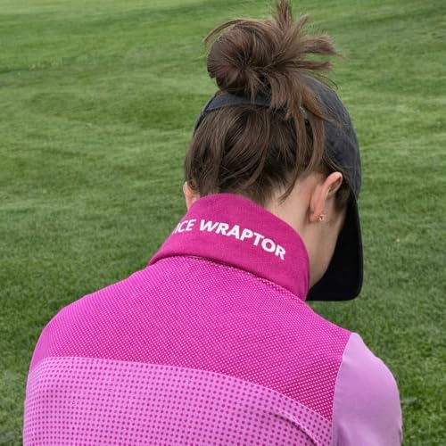 ICE WRAPTOR Cooling Bandana Neck Wrap, Pink+6 Reusable Ice Packs, Snap - size: Pink Wrap + 6 Inserts