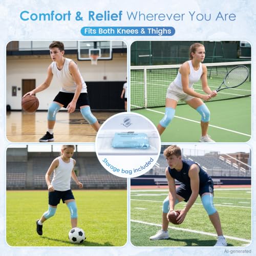ComfiTECH Youth Knee Gel Ice Pack Wrap Sleeves, 2 Packs, XS - size: Extra Small