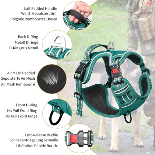HEELE Dog Harness, Soft Padded, Front Clip Vest with Control Handle Grass S - color: Lock Grass Green, size: S (Pack of 1)