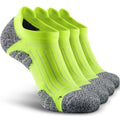 Men's No Show Compression Athletic Socks, Cushioned for Running Hiking - color: Hi-viz Yellow-4 Pairs, size: Medium