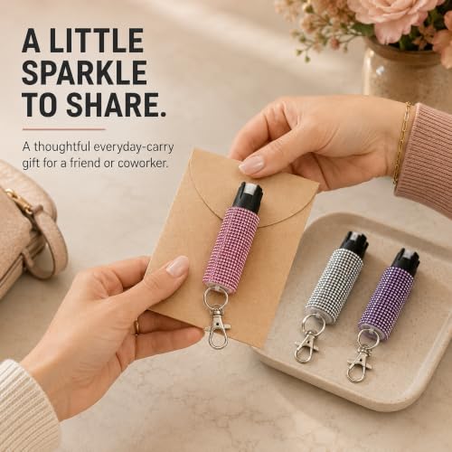 Pepper Spray for Women, Mini Bling Keychain, 12-Ft Range, Quick Release - color: Multi color