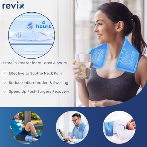 REVIX Neck Ice Pack Wrap – Reusable Hot Cold Gel Pack for Neck and Shoulder - style: Neck Blue-1 Pack