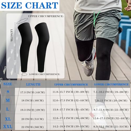 2 Pairs Leg Sleeves,Full Length Leg Compression Sleeve,Sports Long Knee Sleeve with Anti-slip Silicone Strips - size: Large