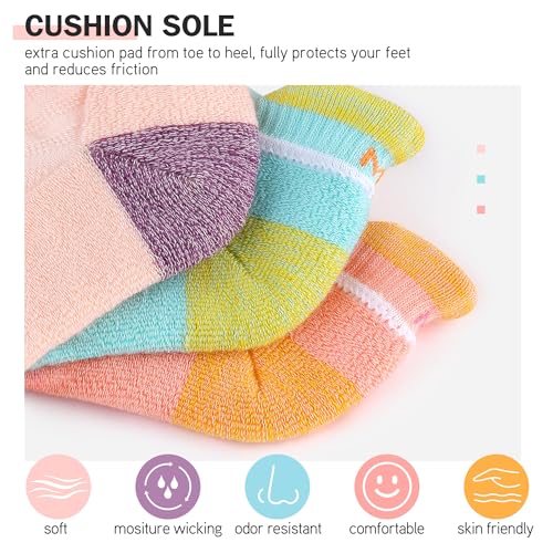 Felicigeely Athletic Running Ankle Socks Cushioned Low Cut Men Women 6 Pack - color: Bright Color, size: 6-9