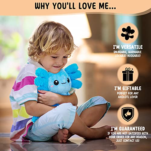 Axolotl Microwavable Stuffed Animals Unscented Heating Pad, Blue, 1.5lbs Soft Cozy Kawaii Hot and Cold Plushie Heating Pad for Women and Kids, Cute Warm Pillow Plush Gifts for Axolotl Lovers - color: Blue Axolotl