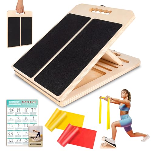 Calf Stretch Slant Board with Resistance Band, 460lb Portable Incline Board