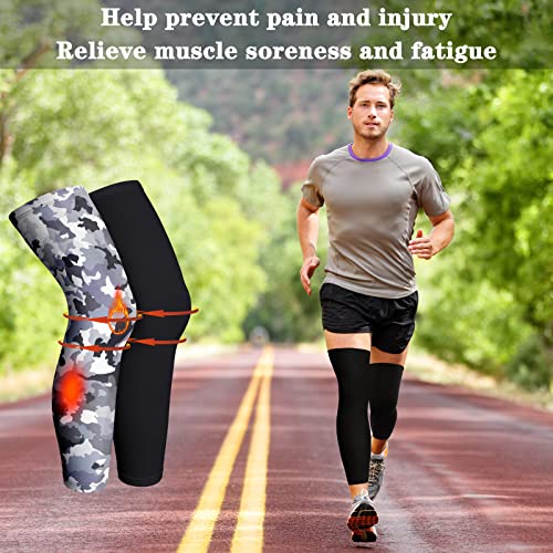 Skylety Compression Leg Sleeves Men Women - color: Black, Gray Camo, size: Medium