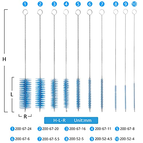 CiaraQ Bottle Cleaning Brushes, 8 Inch Nylon Tube Brush Set - color: Blue, size: 8.0 Inch (10pcs)