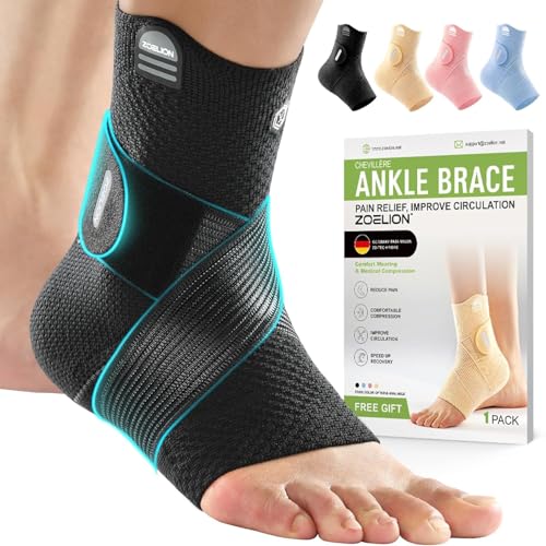 ZOELION Ankle Brace Compression Support with Removable Fishnet Strap, 3D Knit Plantar Fasciitis Relief Achilles Tendonitis Brace, Ankle Compression Sleeve for Pain Relief & Injury Healing, Black/S - color: Black（Pack of 1）