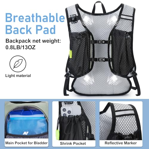 Lightweight Hydration Backpack, Running Backpack with 2L Water Bladder - color: Light Grass Green