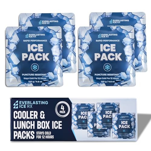 Reusable Ice Packs for Coolers and Lunch Box, Long Lasting 12 Hours, 4 Pack - size: 8.8 oz / 250 Grams