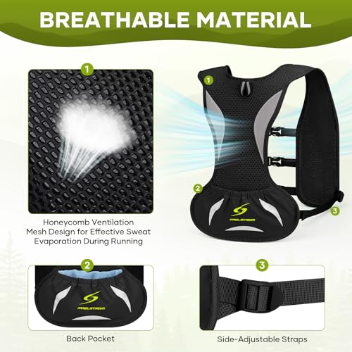 Maelstrom Running Vest, Lightweight Hydration Pack with 500ml Soft Flask - color: Black