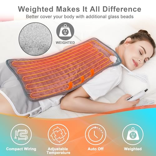 Heating Pad,Heated Blanket,Heating Pad for Back Neck,LightGray,24x12 in - color: Rhombicgray, size: 24x12 Inch