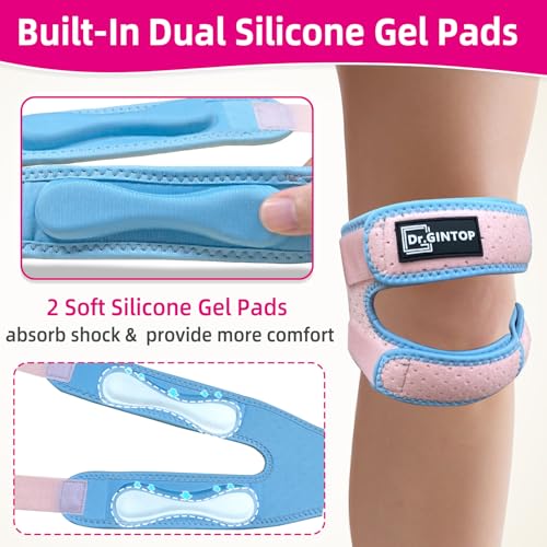 Dual Patellar Tendon Support Strap w/Gel Pad Patella Knee Brace - style: Pink