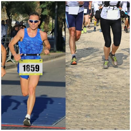 2Pcs Race Number Belt Race Bib Belts with 6 Energy Gel Loops for Marathon Triathalon Running No Safety Pins Required (Black/Red) - color: Black&Red