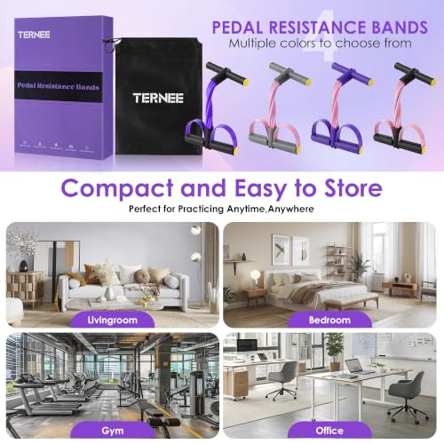 Pedal Resistance Band with Handle, Foot Pedal Resistance Band for Women, Multifunction Exercise Bands for Home Gym Full Body & Working Out - color: gray-pink