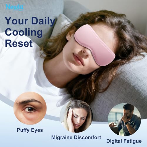 Contoured Cooling Gel Eye Mask: Snug Fit Cold Compress for Puffiness, Pink - color: Pink