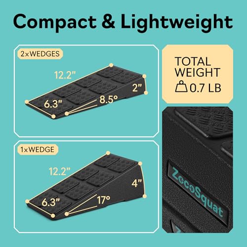 Squat Wedge Block Set of 3/5 - 960 LBS Capacity - Slant Board for Calf Stretching with 5 Stackable Angles - Calf Stretcher Slant Board - Workout Equipment - EPP Material for Exercise Equipment & Physical Therapy - color: Black&Pink