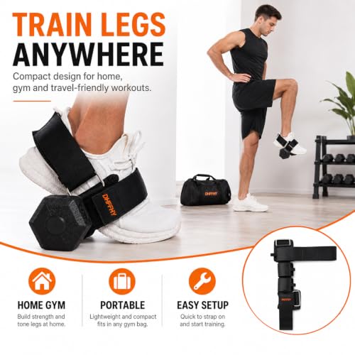 Monkey Foot Dumbbell Attachment for Glute Kickbacks & Leg Workouts, Adjustable Ankle/Foot Strap for Home Gym, Dumbbell Lifting Attachment for Hamstring Curls, Foot Weight Training Equipment - size: 2PCS