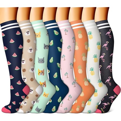 FEYHAY Copper Compression Socks (8 Pairs) 15-20 mmHg Circulation is Best Athletic & Daily for Men & Women, Running, Climbing - color: 13 Colour Mixture, size: Small-Medium