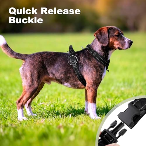 No Pull Dog Harness with Handle, Reflective Soft Mesh Padded Vest - color: Black, size: S