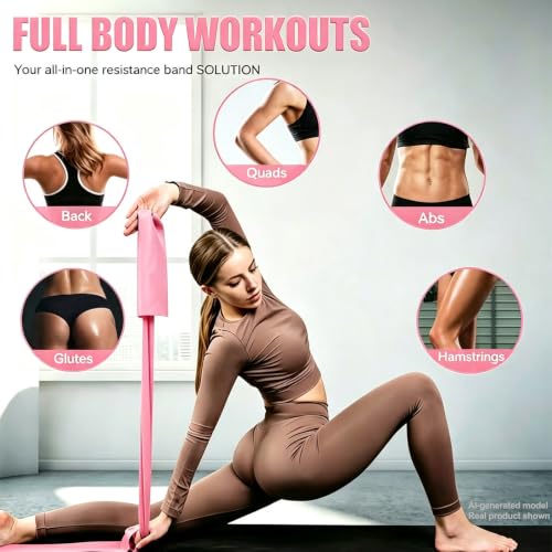 Long Resistance Bands for Working Out, Physical Therapy, Yoga & Pilates - color: Pink