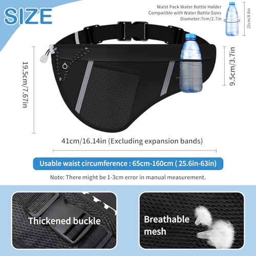 SooGree Men Women Sports Running Waist Bag, Waterproof Fanny Packs with Adjustable Belt, Waist Fanny Pack Bag with Water Bottle Holde for Running Hiking Walking Biking - color: GSP8807-Black