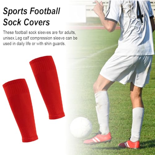 4 Pairs Leg Sleeves for Soccer, Shin Guard Sleeves Accompany Grip Socks, Youth Adults - color: Red