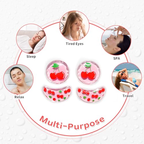 4PCS Gel Eye Ice Pack Set Reusable, Cold and Hot Compress for Eyes - color: Cherries