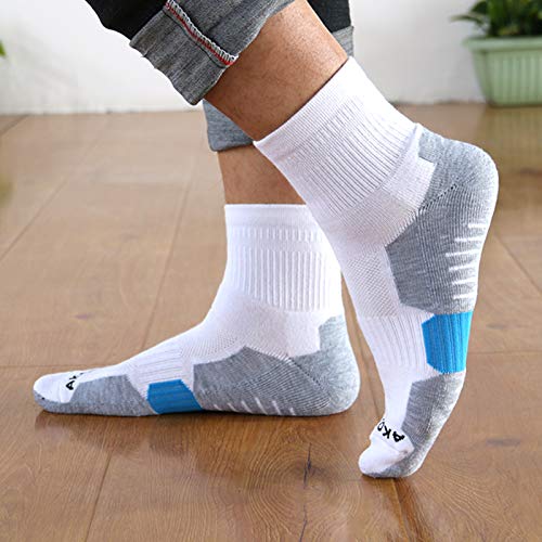 AKOENY Men's Athletic Quarter Socks 6-Pack - color: White