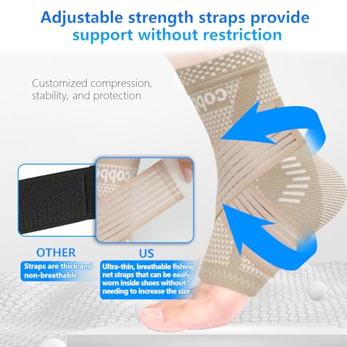 LISEPWU Copper Ankle Brace for Men & Women, Adjustable Compression Bandage - color: Skin Tone, size: Medium