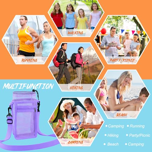 Berlune 8 Pcs Mesh Water Bottle Holder with Adjustable Strap, Macaron Color - color: Macaron Color