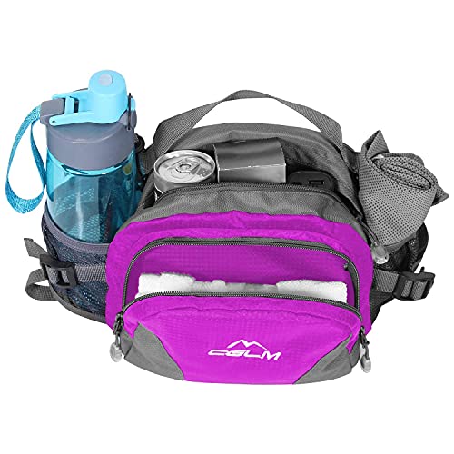 Hiking Fanny Pack Waist Bag with Water Bottle Holder for Men Women Outdoors Walking Running Lumbar Pack Fit iPhone iPod Samsung Phones (Purple004) - color: Purple03