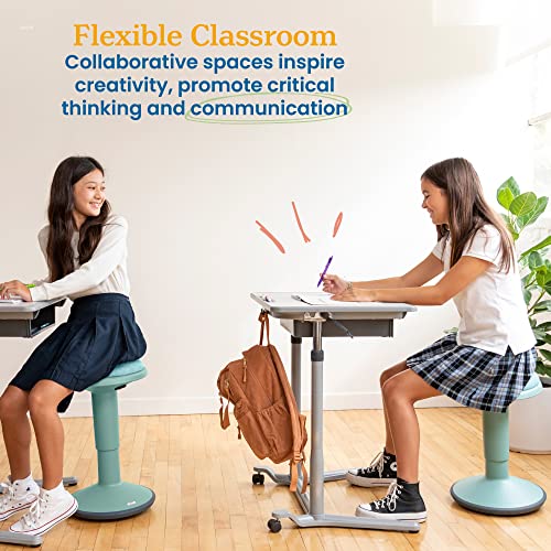 ECR4Kids Sitwell Wobble Stool with Cushion, Adjustable Height, Active Seating, Seafoam - color: Seafoam