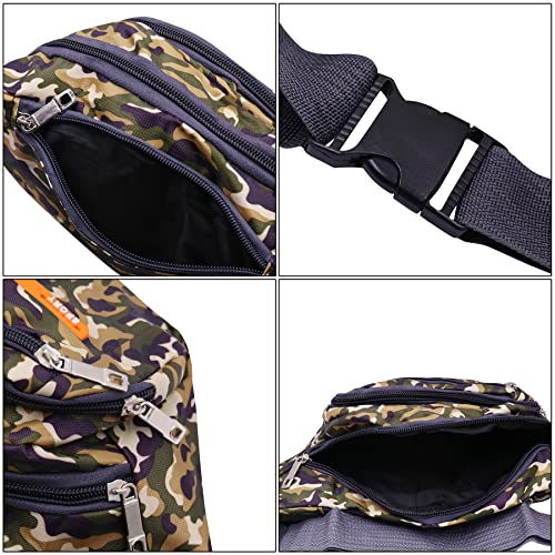 AIBEARTY Kids Fanny Pack Boys Small Camouflage Waist Pack Belt Waist Bag Pack Pouch with Adjustable Strap for Children Sport Running, Camping, Trip Brown(2 Layer) - color: Brown (2 Layer)